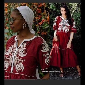 Anthropologie gretel EMBROIDERED maxi